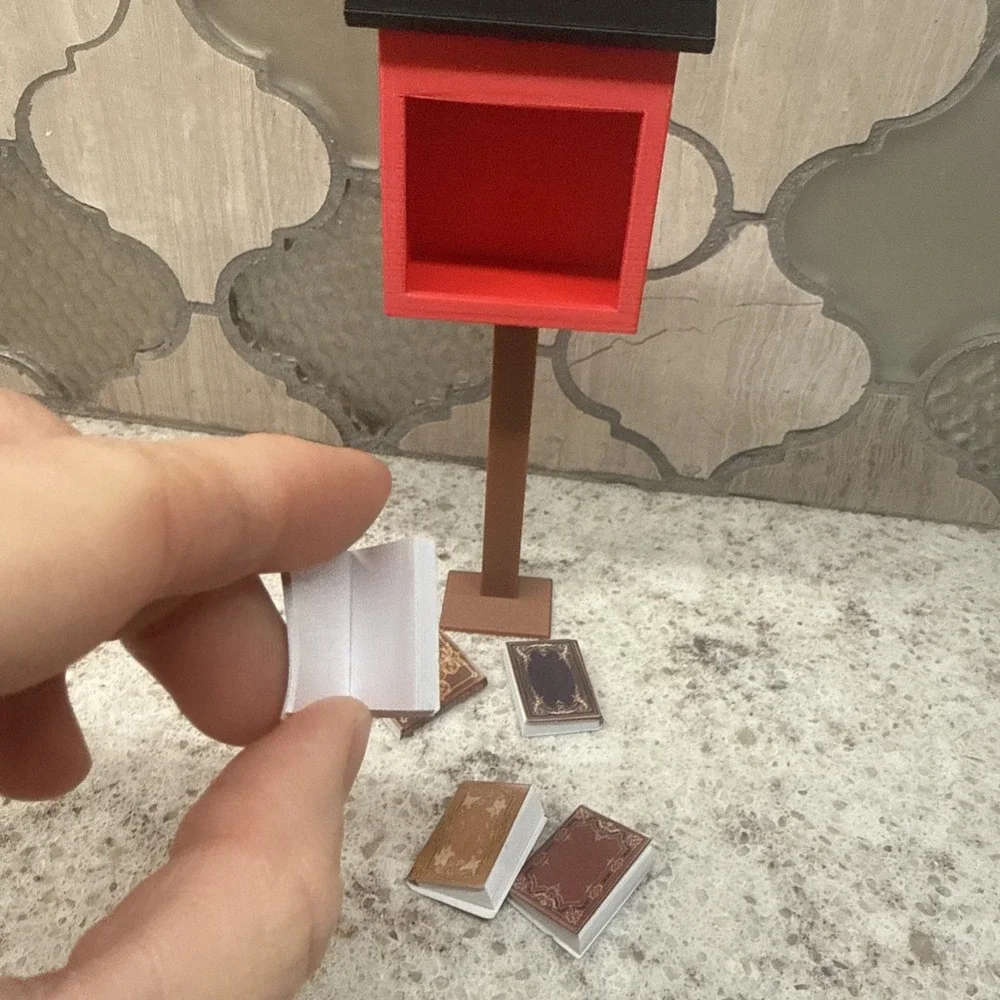 Miniature Free‎ Little Library With Books Dollhouse Minis Trinket Tray Display